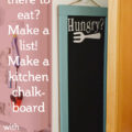 Decorated Chalkboard with a decal that says Hungry?
